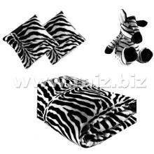 Cobertor de bebê com brinquedo de zebra e almofada
